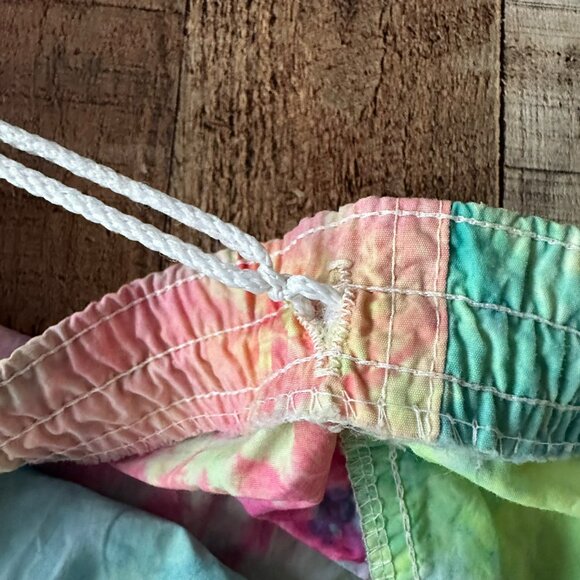 Tie-Dye Multicolor Swim Shorts By Rincon With Elastic Waist & Drawstring Size XL - Picture 3 of 8